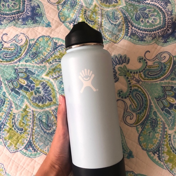 frost blue hydro flask with stickers